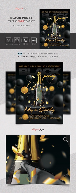 Black and Gold Luxurious Party Flyer Template