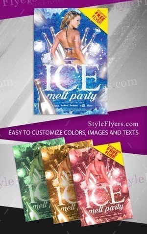 Blue, Cold, Icy Winter Party Flyer Template