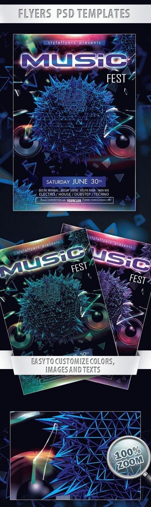 Blue Futuristic Night Party Flyer Template