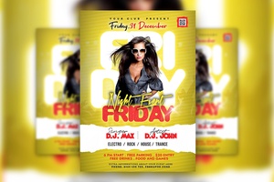 Bright Yellow Weekend Club Party Flyer Template