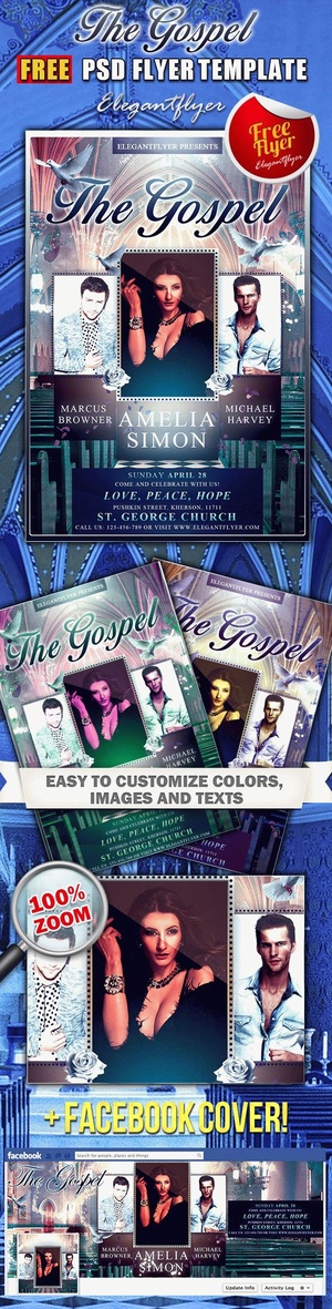 Creative Religious Gospel Fashion Flyer Template with a Facebook Cover