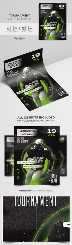 Dark and Circle Football Tournament Flyer Template