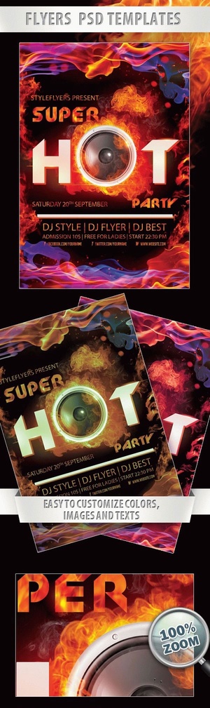 Fiery Creative Super Hot Music Night Party Flyer Шаблон флаер
