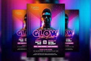 Galactic Neon Electro Nightclub Party Flyer Template