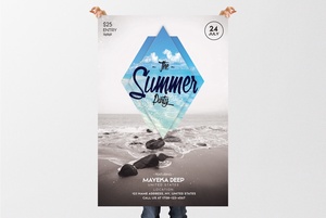 Geometric Tropical Beach Party Flyer Template