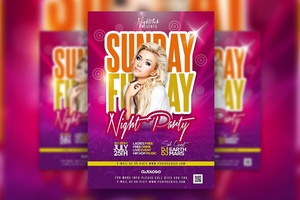 Glitter Purple Sunday Nightclub Party Flyer Template