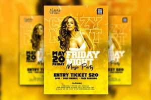 Glitter Yellow Friday Night Party Flyer Template