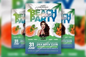Green Tropical Summer Beach Party Flyer Template