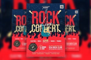 Illustrated Retro Rock Concert Event Flyer Template