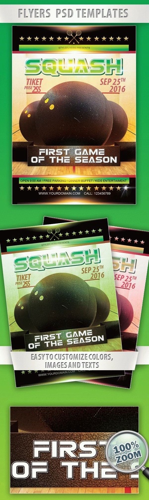 Modern Squash Game Flyer Template