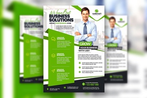 Neat Infographic White and Green Digital Business Marketing Flyer Template