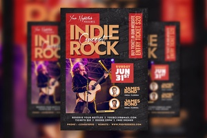 Modèle de flyer de concert de musique rock indie rétro