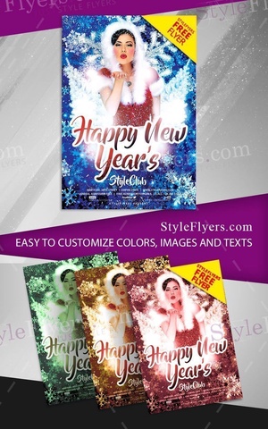 Snowy New Year Party Flyer Template