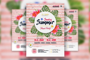 Stripe Colorful Sunday Summer Music Party Flyer Template