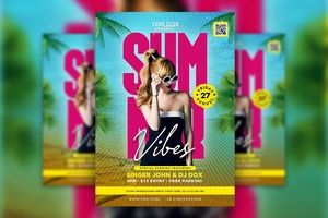 Striped Tropical Summer Party Flyer Template