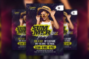 Tropical Leafy Summer Party Flyer Template