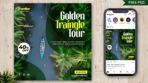 Тропический туристический агентство Flyer / Instagram Post шаблон