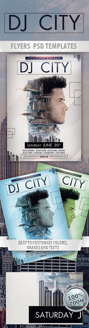 Modèle de flyer d'événements de musique DJ Urban, moderne
