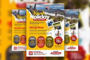 Gelbe Infografik Urlaubs Reisebüro -Flyer -Vorlage