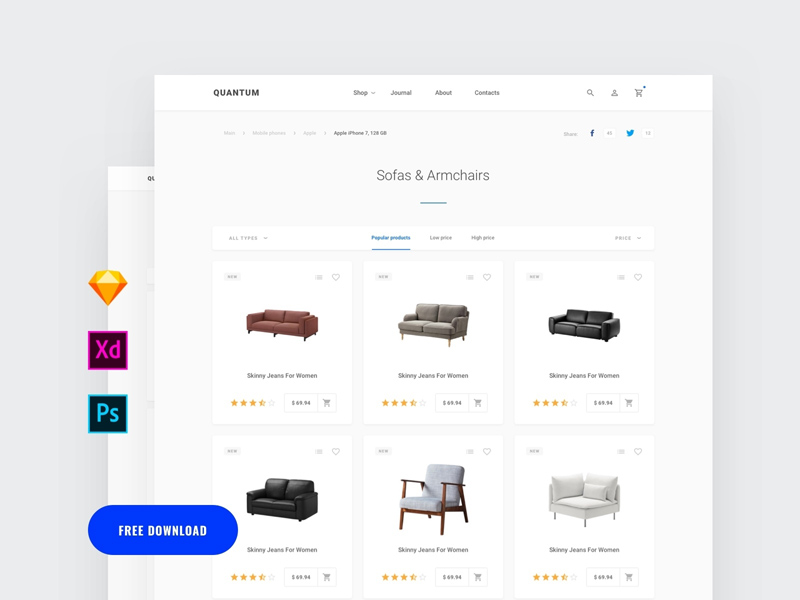eCommerce Category Page XD Template