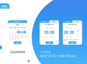 Calendar & Meetup Set Time Design для Adobe XD