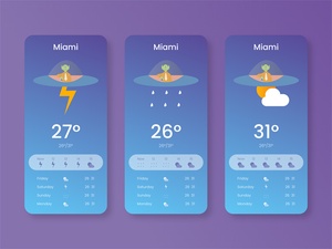 Wetter App -Konzept für Adobe XD