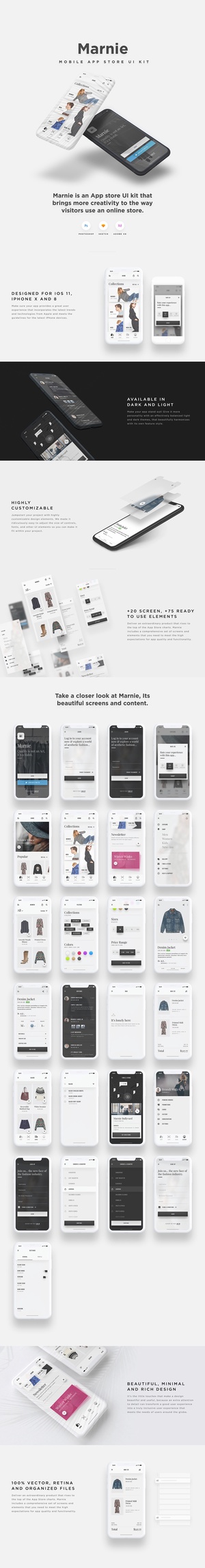 Marnie – Ecommerce Mobile App UI Kit – Adobe XD UI Kit Sample