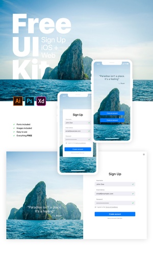 Adobe XD UI Kit – Web & iOS Sign Up