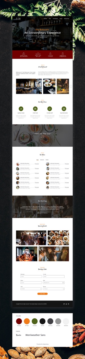 Conception du restaurant d'interface utilisateur - modèle XD gratuit