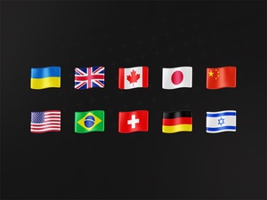 3D Country Flags