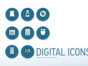 Digital Data Icon Set