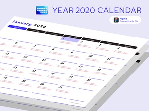 Figma Year 2020 Calendar Template