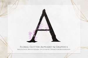 Floral Glitter Alphabet & Graphics