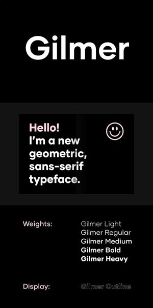 Семейство шрифтов Гилмера - минималистичный геометрический шрифт