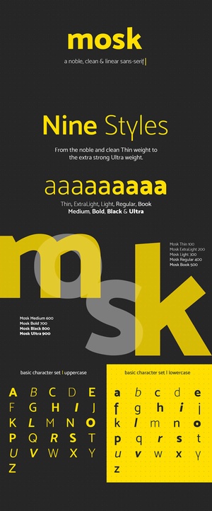 MOSK -Schriftart - ohne Serifen -Schriftart