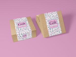 Packaging Craft Paper Gift Box Mockup