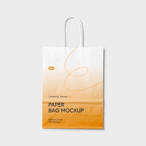 Close-up View of Shopping Paper Bag Mockup