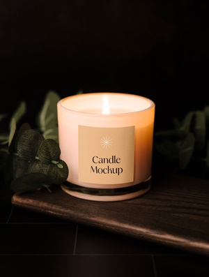 Front View of Artistic Branded Candle Mockup