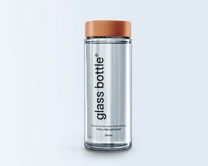 Front View of Cylindrical Glass Bottle Mockup