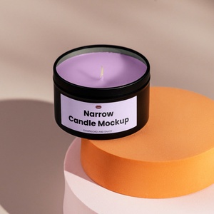 Front View of Narrow Rounded Candle Mockup