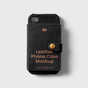 Front View of Vertical Leather Phone Case Mockup