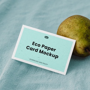 Horizontal Card Mockup with Pear in Perspective Sight