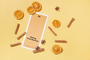 Oblong Card Mockup Featuring Dried Fruit and Cinnamon