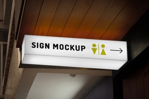 Perspective View of Rectangle Light Sign Mockup