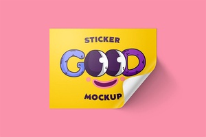 Rectangle Sticker Mockup in Front View