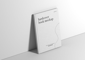 Standing Hardcover Book Mockup in Perspective Sight