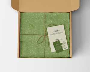 Top View of Gift Box Mockup Featuring Greeting Card
