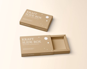 Top View of Kraft Paper Slide Box Mockup