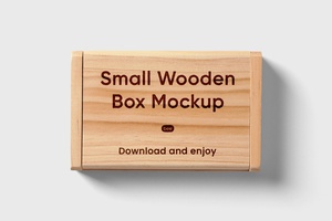 Top View of Simple Small Wooden Box Mockup