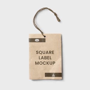 Top View of Square Creased Label Mockup